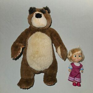 Masha & the Bear 10" Plush Stuffed Animal 5" Doll Simba Toys Set Lot